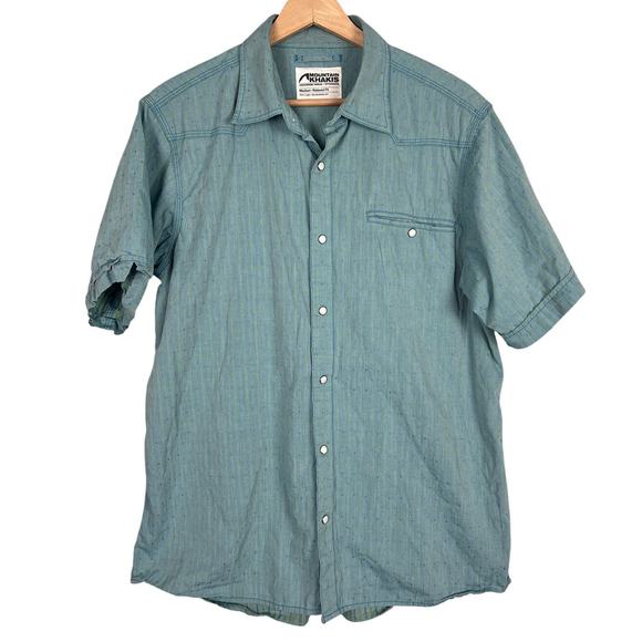 MOUNTAIN KHAKIS Mens M Blue Relaxed Fit El Camino Pearl Snap Western Rodeo Shirt - Picture 1 of 9